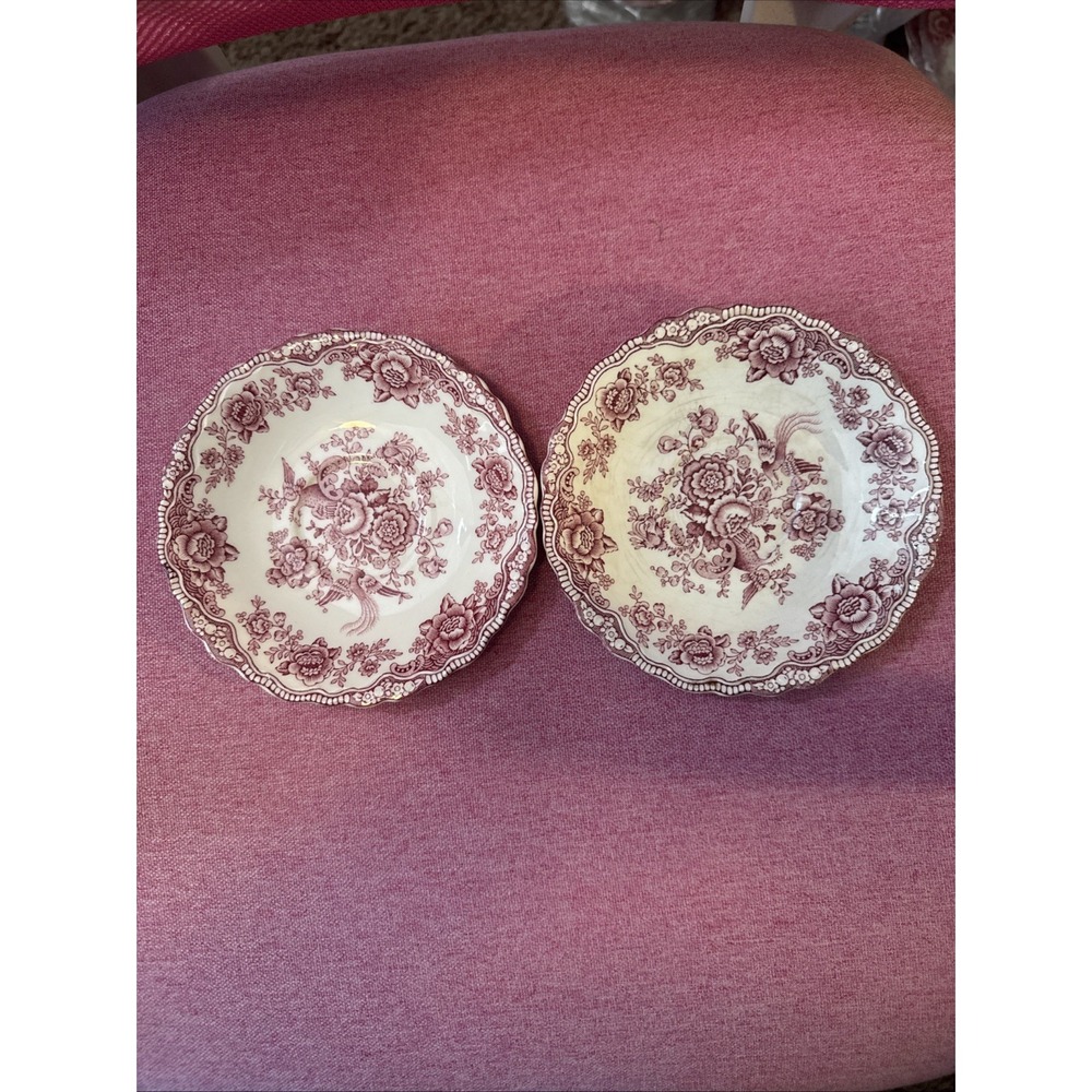 Crown Ducal Bristol Pink  Scalloped Rimmed 5.75" Saucer Set Lot Of 2 England